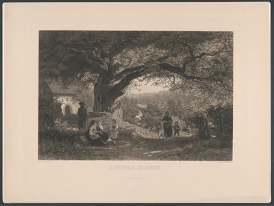 Village Scene with Inhabitants in Sunday Clothes by Fritz Dinger