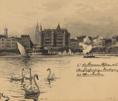 Binnenalster with Jungfernstieg by Fritz Stoltenberg