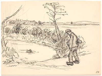 The farmer by the frozen lake by Fritz Syberg
