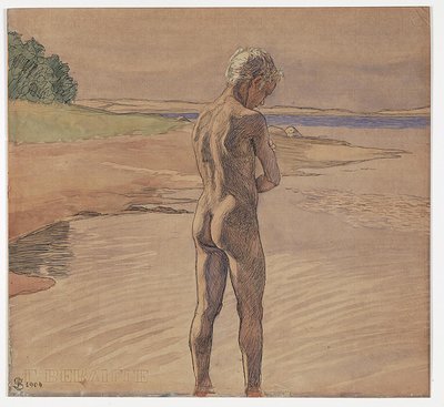 Hans Standing in the Water. Motif from Fyns Hoved by Fritz Syberg