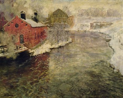 Factories by the Akers River (Kristiania/Oslo) by Fritz Thaulow