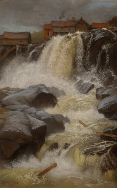 Haug Falls, Modum by Fritz Thaulow