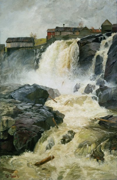 Haug falls, Modum by Fritz Thaulow