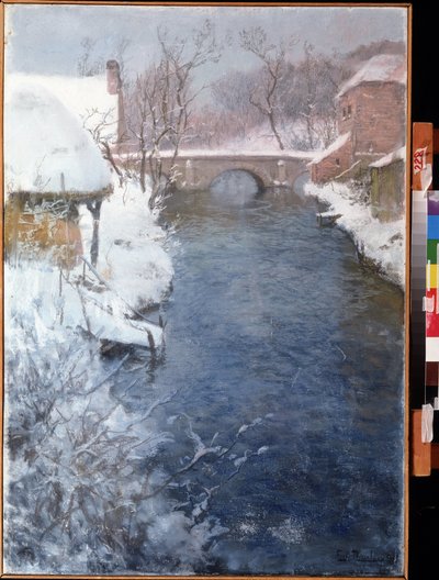 Winter River Landscape by Fritz Thaulow