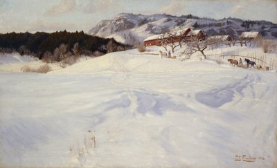 Snow Scene with Sledge, Fleskum by Fritz Thaulow