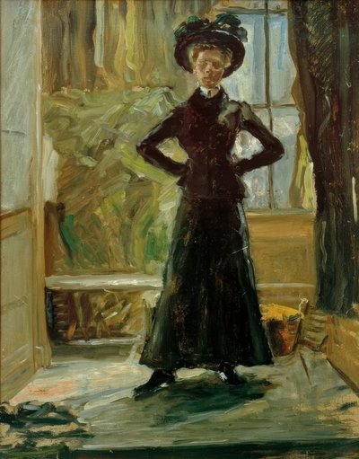 Portrait of the Daughter in Black Costume by Fritz von Uhde