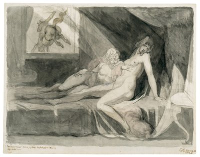 Alp Leaves the Bed Chamber of Two Sleeping Women by Füssli