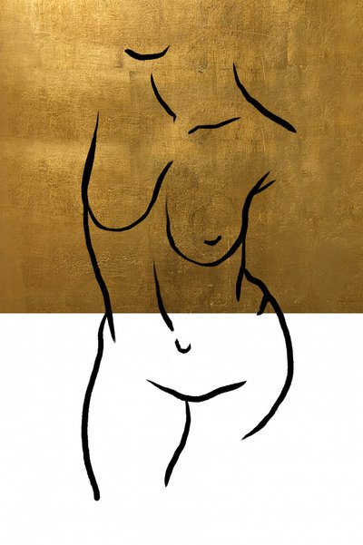 Golden Nude Line Art by Fun Qui
