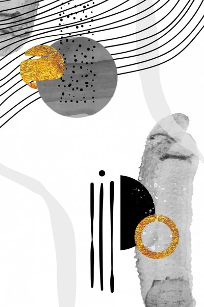 Modern Gold Grey Abstract by Fun Qui