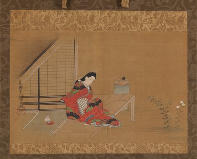Young Woman on a Veranda by Furuyama Moroshige