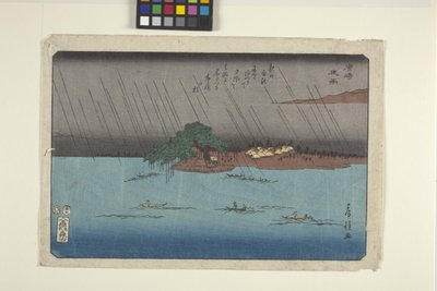 Night Rain At Karasaki by Fusatane Utagawa