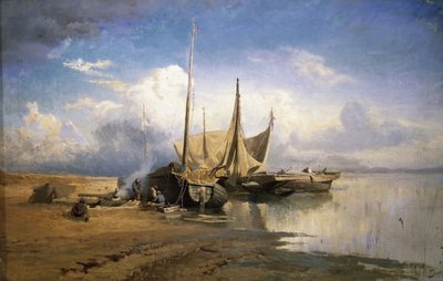 View of the Volga. Boats, 1870 by Fyodor Alexandrovich Vasilyev