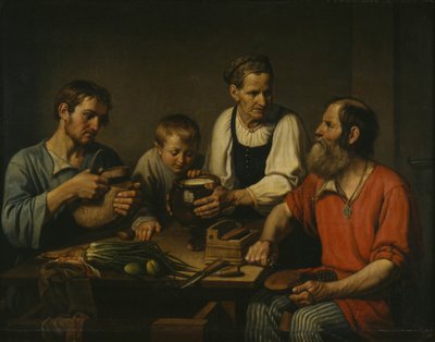Peasant family before dinner by Fyodor Grigoryevich Solntsev