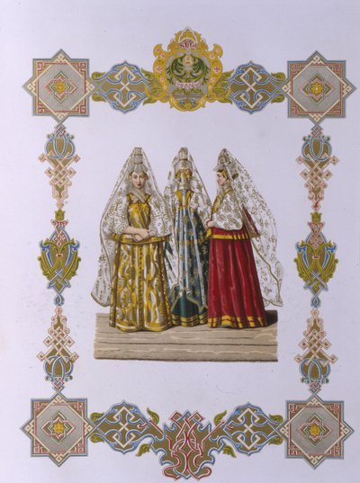 Summer Costumes of Women from Torzhok (from the series Clothing of the Russian State) by Fyodor Grigoryevich Solntsev