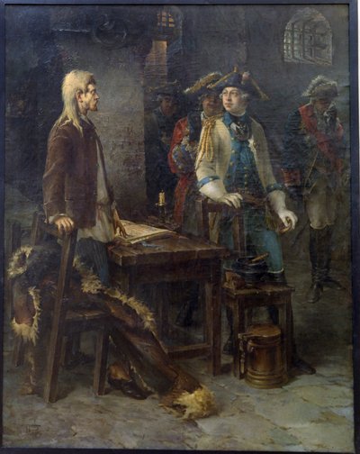 Emperor Peter III visiting Ivan VI Antonovich in the Shlisselburg Fortress in 1762 by Fyodor Jemelyanovich Burov