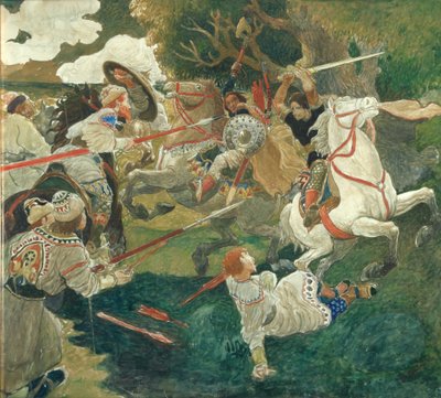 A Battle. A scene from Russian history, 1900-1910 by Fyodor Vladimirovich Shavrin