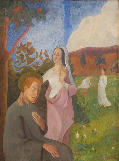 Decorative Picture. The Vision of Saint Francis with the Three White Virgins by G.F. Clement