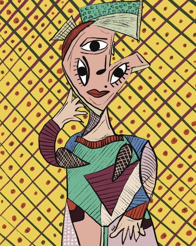 Vibrant Cubist Portrait by GIovanna Gil Alves