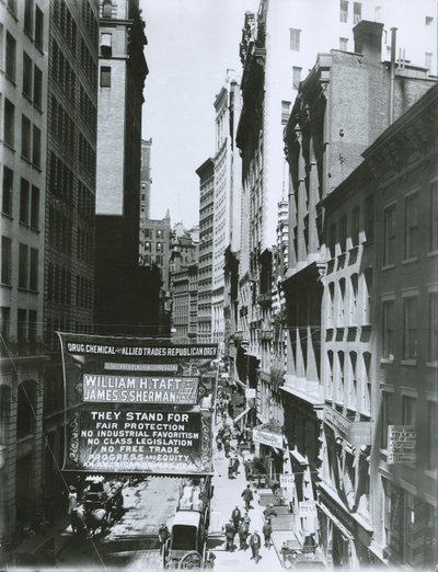 Taft and Sherman Banner on Maiden Lane, New York City, 1908 by G.P. Hall und Sohn