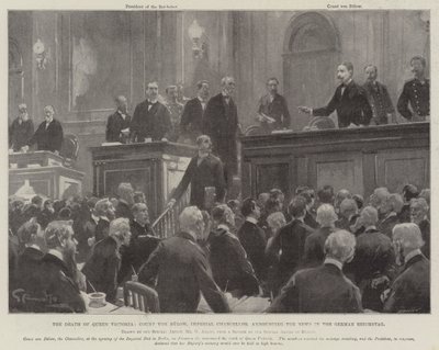 The Death of Queen Victoria, Count von Bulow, Imperial Chancellor announcing the News in the German Reichstag by G.S. Amato