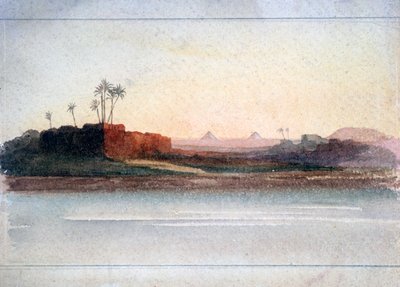 Pyramids from the Nile, Cairo by GS Cautley