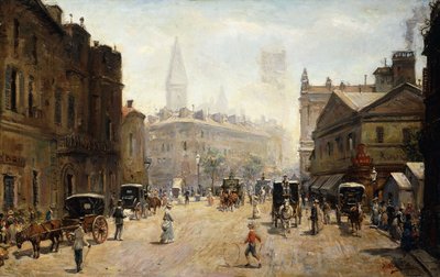A Bustling Street Scene by G. A. Dufaug