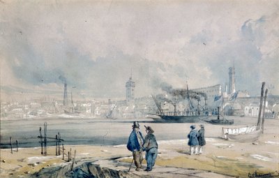 The South Bank, with Waterloo Bridge, London by G Chaumont
