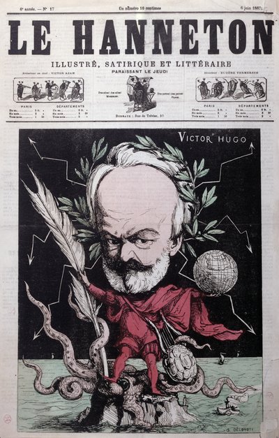 Caricature of Victor Hugo as Zeus in Exile on Guernsey by G. Deloyoti