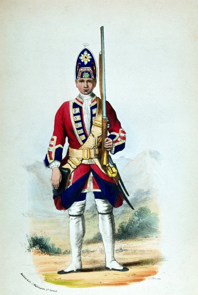 A Private in the Royal North British Fusiliers in 1742, for Cannons Military Records by G. E. Madeley