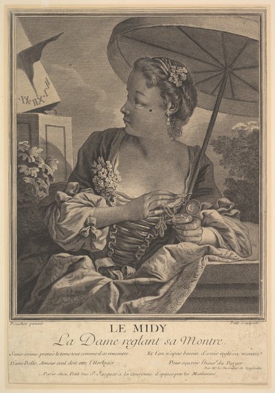Midday. A Lady Setting Her Watch by G E Petit