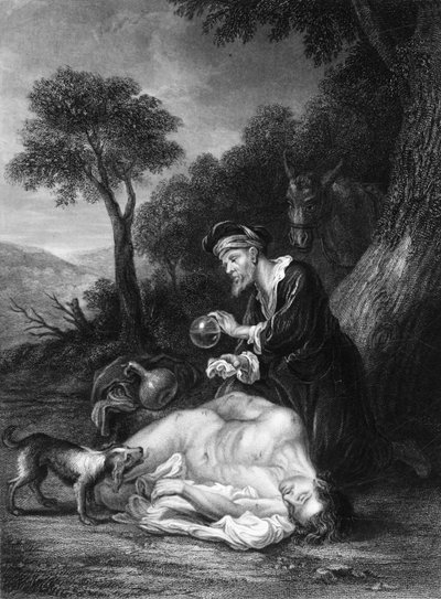 He Bound Up His Wounds, Pouring in Oil and Wine by G. H. Adcock