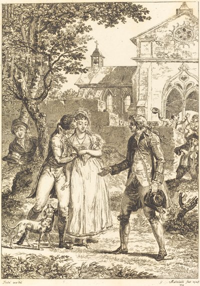 The Returned Kiss: The Borrowed Kiss by G. Mallesteste after Jacques Louis François Touzé