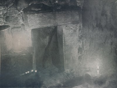 Inside Door of Igloo by Light of Blubber Lamps by G. Murray Levick