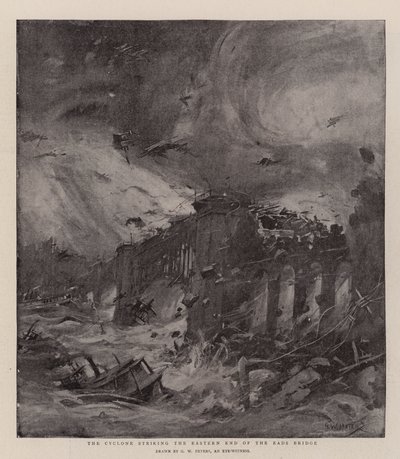 The Cyclone Striking the Eastern End of the Eads Bridge by G. W. Peters