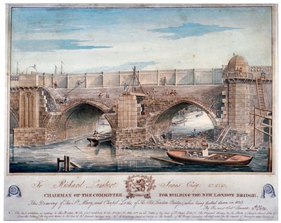 St Mary and Chapel Locks being pulled down, London Bridge, 1829 by G Yates
