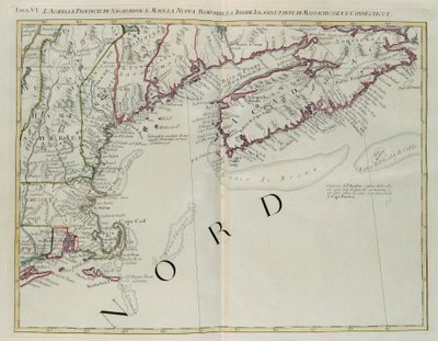 Acadia, the Provinces of Sagadahoc and Maine, New Hampshire, Rhode Island and Part of Massachusetts and Connecticut, Engraving by G. Zuliani by G. Zuliani