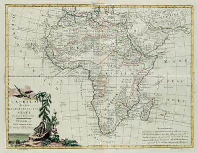Africa divided into its main states, engraving by G. Zuliani taken from Tome I of the Newest Atlas published in Venice in 1776 by Antonio Zatta by G. Zuliani