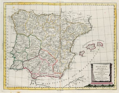 Ancient Spain Divided into Three Distinct Areas, Namely Terraconensis, Lusitania and Baetica, Engraving by G. Zuliani from Tome I of the "Newest Atlas" by G. Zuliani