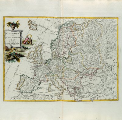 Europe divided into its main states, engraving by G. Zuliani taken from Tome I of the Newest Atlas published in Venice in 1776 by Antonio Zatta by G. Zuliani