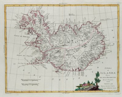 Iceland divided into its districts, engraving by G. Zuliani from 
