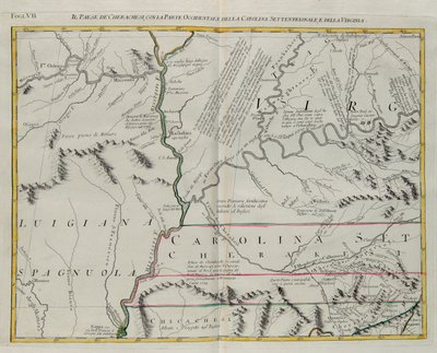 Land of the Cherokees with the western part of North Carolina and Virginia, engraving by G. Zuliani taken from Tome I of the 