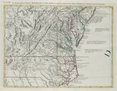 Maryland, Southern New Jersey, Delaware and the Eastern Part of Virginia and North Carolina, Engraving by G. Zuliani from Tome I of the "Newest Atlas" by G. Zuliani