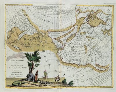 New discoveries by the Russians to the north of the South Seas, both in Asia and in America, engraving by G. Zuliani taken from Tome I of the Newest Atlas published in Venice in 1776 by Antonio Zatta by G. Zuliani