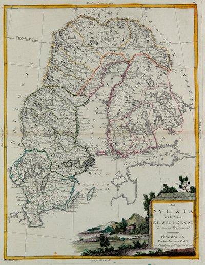 Sweden divided into its Kingdoms, engraving by G. Zuliani from 
