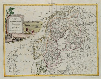 The Kingdoms of Sweden, Denmark and Norway, Engraving by G. Zuliani from Tome III of the "Newest Atlas" by G. Zuliani