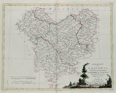 The Palatinates of Krakov, Lekzyca, Sieradz, Sandomir and Lublin, Engraving by G. Zuliani from Tome III of the "Newest Atlas" by G. Zuliani