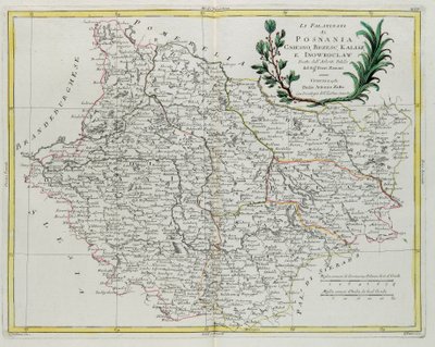 The Palatinates of Posnania, Gniesno, Brzesc, Kalisz and Inovroclav, Engraving by G. Zuliani from Tome III of the "Newest Atlas" by G. Zuliani