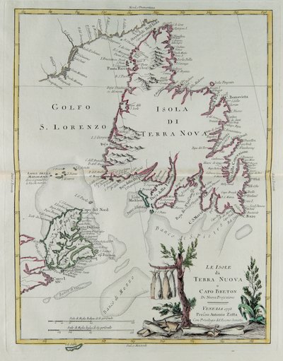 The islands of Newfoundland and Cape Breton, engraving by G. Zuliani from 