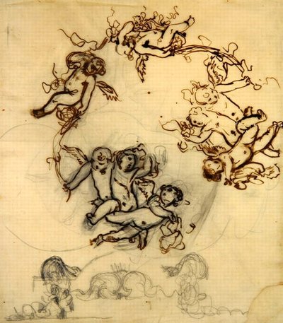 Putti, Study for a Ceiling Decoration in the Dining Room at the Palais D