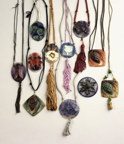 Pate-de-verre pendants by Gabriel Argy Rousseau